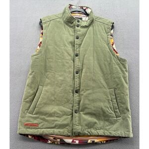Simply Southern Vest Womens Olive Green Quilted Canvas Vest Aztec Print Lining L
